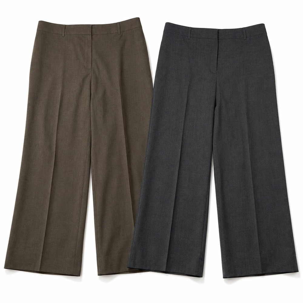 Set of Two(2) Jones NY Workwear Brown/Grey Wide Leg Pleat Trouser Pants Set - 16